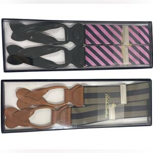 NWT Brooks Brothers TWO PAIRS Adjustable Suspenders NIB Stripes